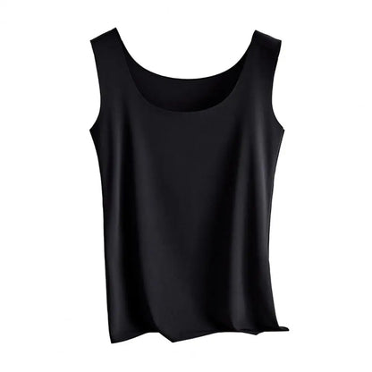 Summer Women's Ice Silk Tank Top Scoop Neck Sleeveless Vest Camisole Top Basic Cami Blouse Casual Workout Shirts