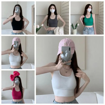 Sexy Back Cross Women Sexy Tops Thread with Breast Pads Sports Gym Bra Gathering Korean Version Camisoles Outdoor