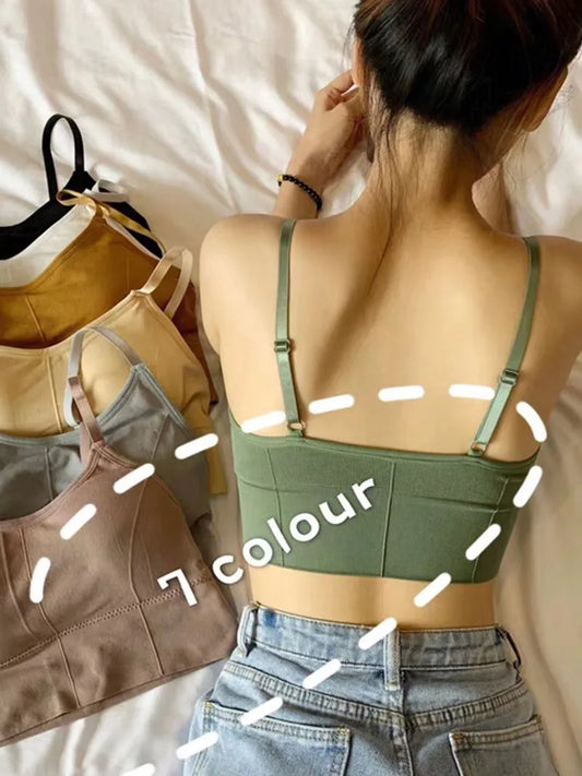 new women Sports Bras top tank vests Wrapped chest U-shaped beautiful back suspender girl's underwear student sports female vest