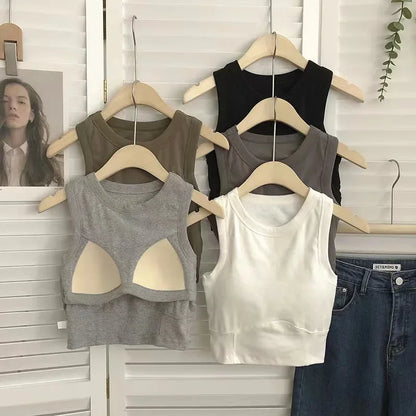 Fashion Uniform Color Tanks Camisole Clothing Sexy Waistcoat for Women Sports No Steel Ring Chest Pad Yoga Vest Nylon Underwaist
